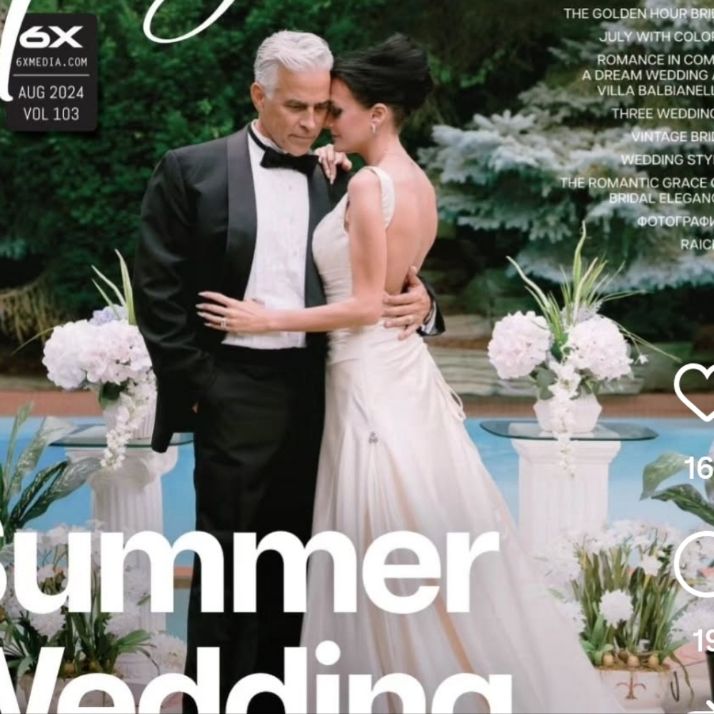 Creamy Rum Pink Satin Wedding Gown - Picture 2 of 9